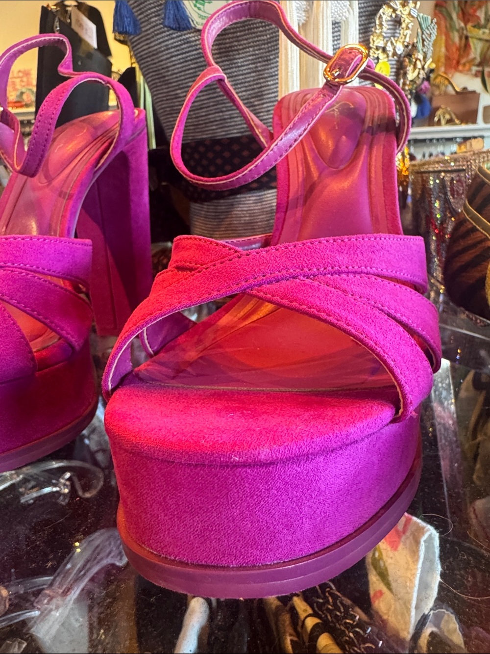 Jessica Simpson Platform Block Heel Sandals - Hot Pink - Picture 3 of 7